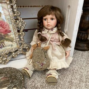 GEPPEDDO 12" Vintage Porcelain Doll, Antique Doll
